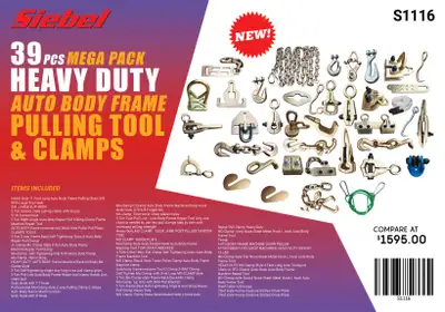 NEW 39 PCS HEAVY DUTY AUTO BODY FRAME PULLING TOOL CLAMPS S1116 COMPARE AT $1595.00 SALE $ 895.95 It...