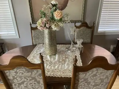 Dining room table hutch and chairs, View more
