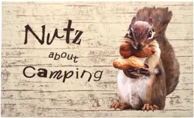 Summer Special On sale now for $19.95 Reg. $29.95 "NUTS ABOUT CAMPING" MAT 18"X30" Water and Stain R...