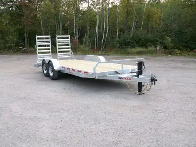 remorque neuve k-trail galvanisee plate-forme 80'' x 20' 2 essieux 7000lb. avec frein electrique bea...