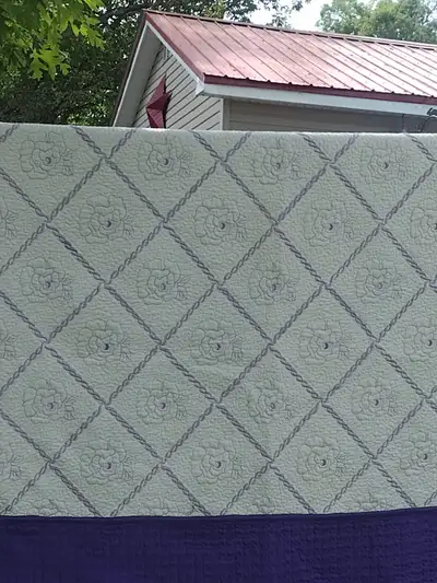 Lavender quilt with flowers 92 x 95 reversible, View more