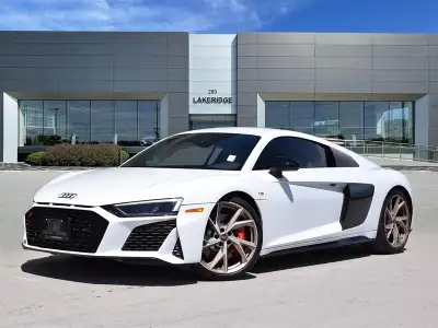 The 2023 Audi R8 5.2 V10 Performance coupe delivers a rare mix of exotic design, race-bred power, an...