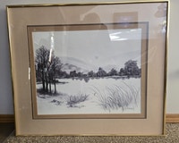 ARTIST F. MASSA - FRAMED WATERCOLOR PRINT - **AS NEW** Calgary Alberta Preview