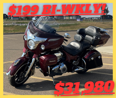 PAYMENTS AS LOW AS $199 BY-WEEKLY. RETIREE SELLING LIKE NEW 2022 INDIAN ROADMASTER IN MAROON METALLI...