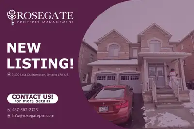Bright 2-Bedroom Basement Apartment with Parking in Brampton Welcome to 2–100 Lola Crescent, Brampto...