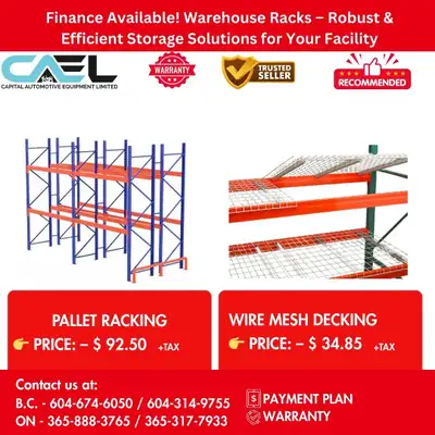 Finance! New CAEL Warehouse Racks CERTFIED & WARRANTY INCLUDED 92.50 Strong - Versatile - Space-Opti...