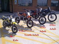 NEW APOLLO RFZ KIDS/TEEN/ADULT DIRT BIKES/70cc, 110, 125, 250cc