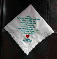 Custom embroidered wedding handkerchiefs