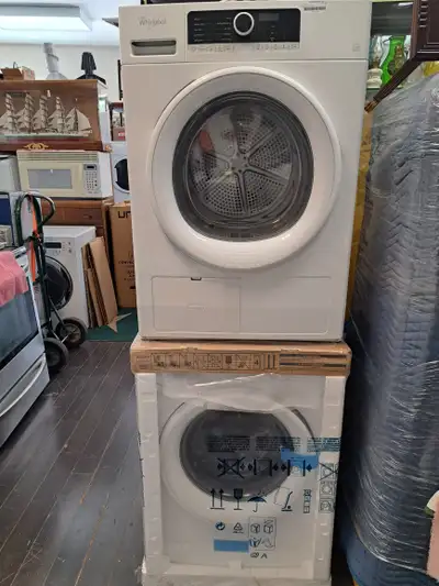 Stacked washer and dryer. Apt size., View more