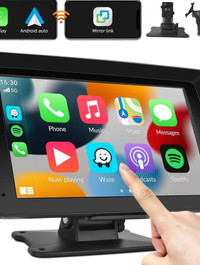 Portable Wireless Apple Carplay and Android Auto Car Stereo, 7 i