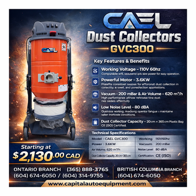 The CAEL GVC300 Dust Collector is a professional industrial dust extraction system designed for cons...