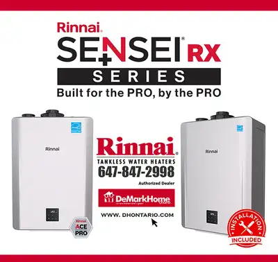 Rinnai RX Series TANKLESS Water Heater SALE in Oakville! On Now!, View more