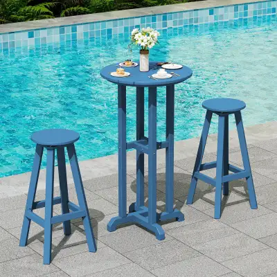 WE DELIVER - SERWALL Outdoor Bar Table and Chairs Set... LOT# 26, View more