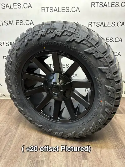 set of FOUR 35x 12.5x 20 Amp Terrain M/T tires on 20 inch Fuel Contra rims -- Free / CHEAP Shipping...