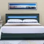 NEW MODERN BONDED LEATHER LED BED FRAME BLACK 18971B in Beds & Mattresses in Grande Prairie - Image 5