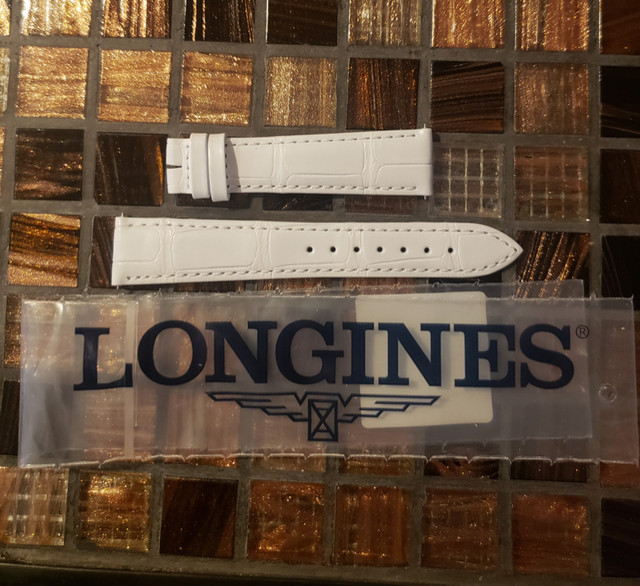 Longines 17mm White Alligator Leather Strap in Jewellery & Watches in Whitehorse