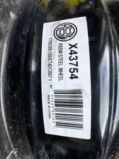 Four used 17 inch X 6.5 inch wide 5x120 bolt pattern steel wheels. 2 and 1/2 inch center bore.. In g...