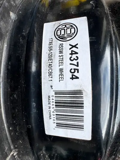 Four used 17 inch X 6.5 inch wide 5x120 bolt pattern steel wheels. 2 and 1/2 inch center bore.. In g...
