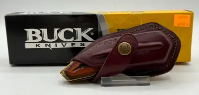 BUCK Kalinga Pro (Folding) Knife with Leather Sheath *LIKE NEW*, View more
