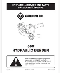 Greenlee 880 one shot Hydraulic bender