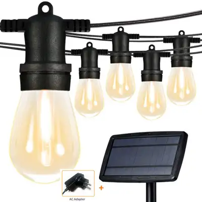 NEW 48 FT SOLAR LED STRING LIGHT 15 BULB WEDDING EDISON BULB 4815S14 SALE $59.95 EA EXCELLENT OUTDOO...