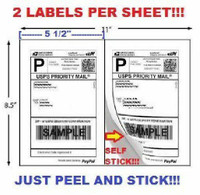 2/page white sheet shipping label for Laser / Inkjet printer
