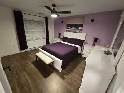 One room for rent in my 3 bedroom house. All utilities included. Queen bed with new bedding, dresser...