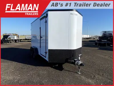 2026 ROYAL 7'X14' + 2' V-NOSE CARGO TRAILER Color: White w/ Blackout Package (2) 3500lb Lippert Spri...