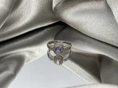 14KT White Gold 40 0.20ct. Diamonds Natural Tanzanite Stone Ring, View more