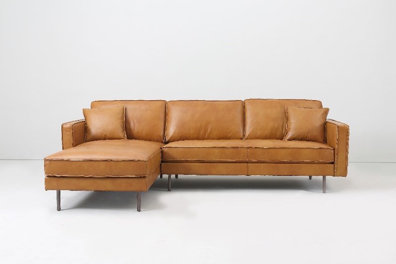 MidCentury Tan 100 Genuine Cowhide Leather Sofa Sectional Couches