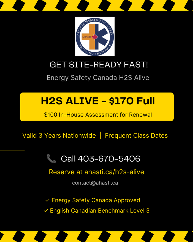 Stay Safe with H2S Alive Certification: Aug, Sept, Oct, Nov 2026