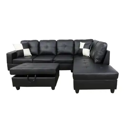 NEW L SHAPED LIVING ROOM SECTIONAL SOFA AND OTTOMAN SET, View more