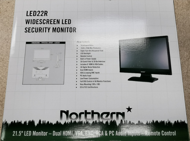Northern 21.5” Widescreen LED Monitor LED22R $129 in TVs in Mississauga / Peel Region - Image 3