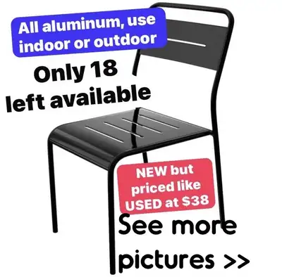 NEW aluminum patio chairs, aka restaurant chairs, stacking chair, View more