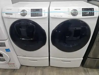 Samsung 27" White Frontload Washer Electric Dryer W/Pedestals, View more