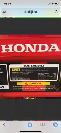 Honda EM6500SX Generator-Beware