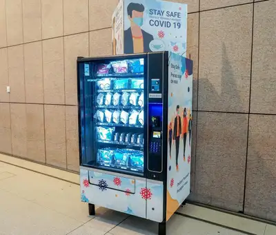 NO LOCATION Customized PPE Vending Machine Wittern 3605 Used in Pearson Airport for masks, gloves, a...