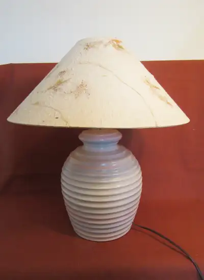 80's Postmodern -Style Ribbed Design Plaster Table Lamp (IKEA?), View more