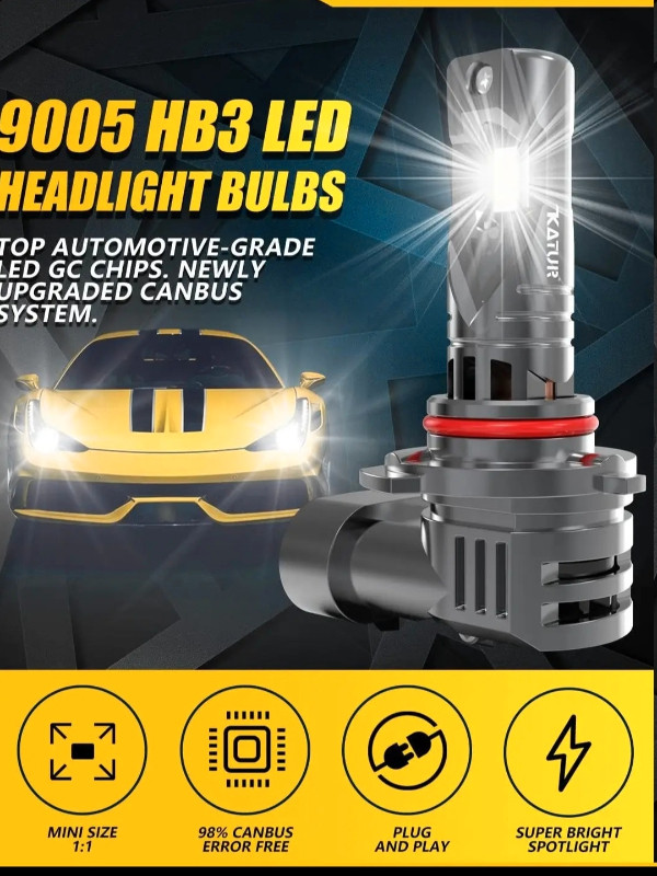 KATUR 9005 LED Headlight Bulbs, 400% Brightness 20000LM 6000K Xe in Other in Gatineau - Image 2