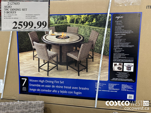 COSTCO PATIO Agio Anderson 7-piece Fire Outdoor Patio Dining Set in Other in Mississauga / Peel Region