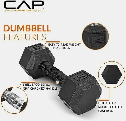 CAP Rubber Dumbbell Set + Vertical Rack - 150 lb in Exercise Equipment in Ottawa - Image 3