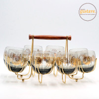 8 verres Federal Roly Poly fumé roman gold coin sur support MCM