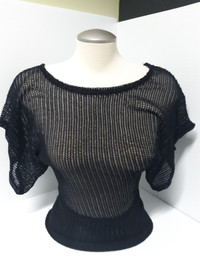 Womens Black Mesh Top Shirt Size Small by Candy Couture