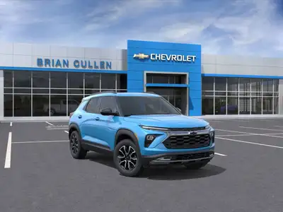 The 2026 Chevrolet TrailBlazer ACTIV, featuring a striking blue exterior and a responsive AWD drivet...