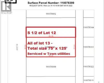 127 - 6 th St West, Carlyle - SERVICED LOT ON WEST SIDE OF TOWN, GREAT LOCATION, SHORT WALKING DISTA...