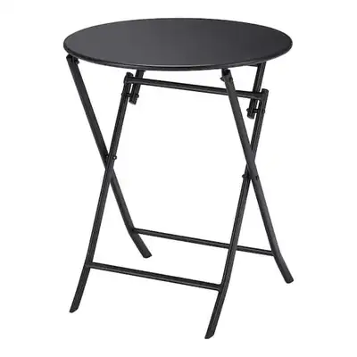 BRAND NEW - Black Folding Round Metal Outdoor Bistro Table... LO, View more