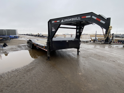 Used 2021 Iron Bull 20' Gooseneck Equipment Trailer (2) 7000lb Spring Axles ST235/80R16 E Tires Spar...
