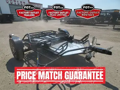 NEW 6x10ft 2-Place Motorcycle Trailer from Marlon - Folds Up For Storage - Loading Rail Bolted to Un...