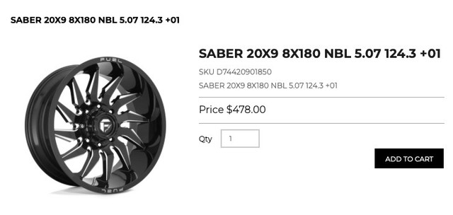 20x9 Fuel SAber Rims 8x180 in Tires & Rims in Saskatoon - Image 2