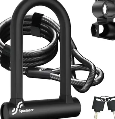 Anti-Theft Bike U Lock & Cable - 12-Ton Cut Resistant, View more